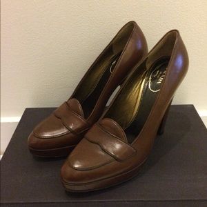 PRADA Brown Platform Loafers